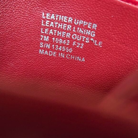 Tory Burch Red Perrine Vintage Gold Plaque Heel Fellini Milled Mule Pumps Size 7 - Picture 9 of 9